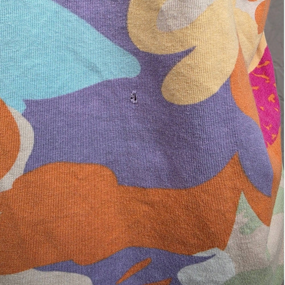 Cabi XL Floral Empire Waist Tank Top Multi Color Square Neck Ruched Side Y2K - Picture 4 of 7